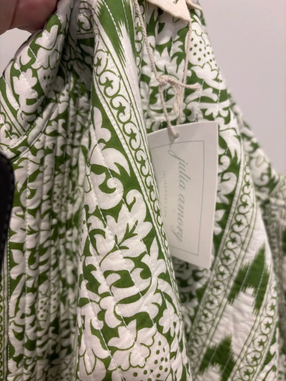 Julia Amory Green White Floral Quilted Jacket Mandarin Collar Size M NWT - Picture 5 of 9